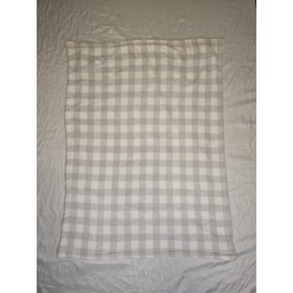 Blankets & Beyond Plush Gingham Gray White‎ Baby Blanket Lovey Security 29x38"